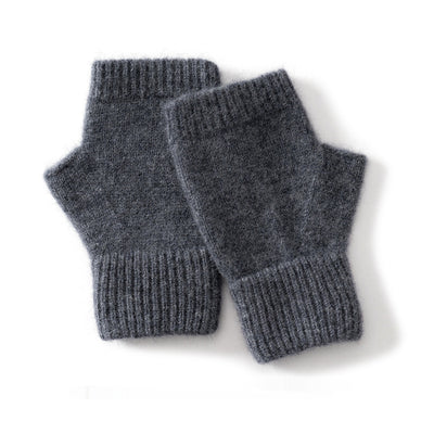 Guantes de Lana Merino Australiana sin Dedos con Flor Tejida y Cashmere - Image 7