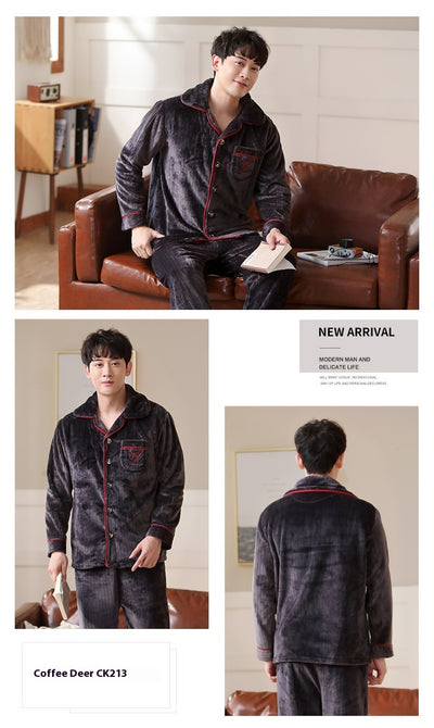 Cardigan Pijama de Forro Polar para Hombre - Abrigo Cálido Coral - Image 29