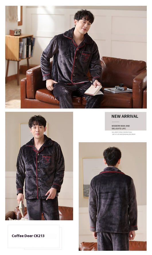 Cardigan Pijama de Forro Polar para Hombre - Abrigo Cálido Coral - Image 29