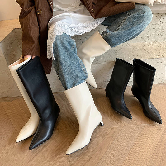 Botas de Tacón Kitten Cómodas y Sueltas para Moda Diaria