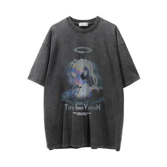 Camiseta Estampada Desgastada para Hombre - Image 2