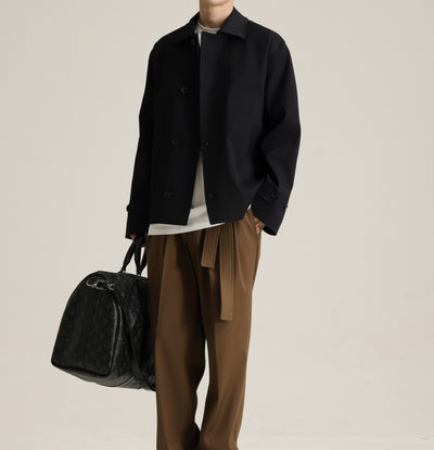 Abrigo Ejecutivo de Cuello Vuelto con Mezcla de Tela Twill para Hombre - Image 9