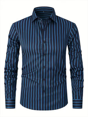 Camisa de Manga Larga en Seda de Hielo con Rayas Coordinadas - Image 11