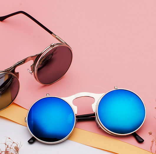 Gafas de Sol Steampunk Retro Abatibles Marco Redondo Metal