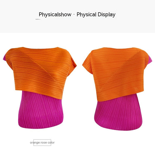 Blusa de Moda Asimétrica con Combinación de Colores para Primavera y Otoño - Image 16