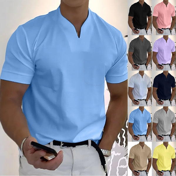 Playera Deportiva Manga Corta Hombre Talla Grande Algodón Elástico con Bolsillo