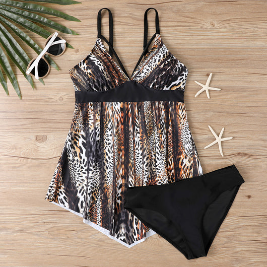 Traje de Baño Bikini con Falda Estampado Leopardo - Image 9