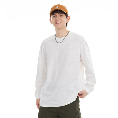 Camiseta de Algodón Pima con Bordado Minimalista - Manga Larga Cuello Redondo - Image 2
