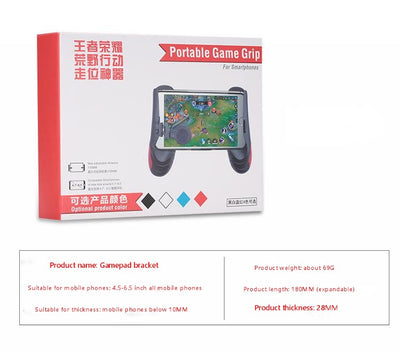 Black mobile game handle with an attached joystick and trigger buttons, holding a smartphone displaying a game. - Image 7