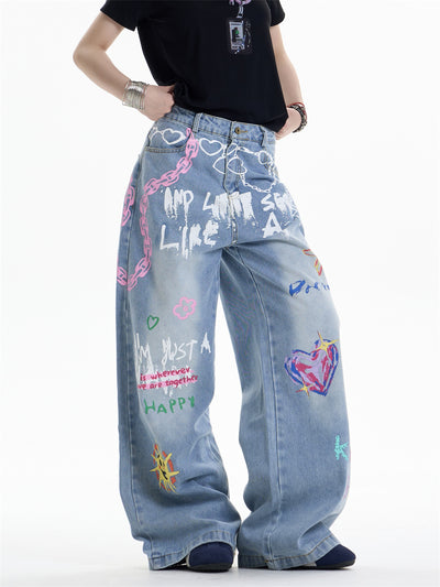 Pantalones Rectos Anchos con Cadena Estampada para Mujer - Image 7