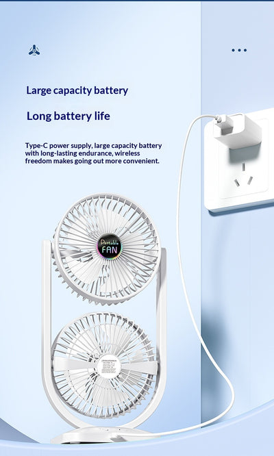 Ventilador Eléctrico Doble Capa USB Recargable de Dos Cabezales - Image 17