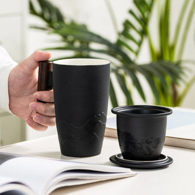 Taza Térmica de Cerámica Esmerilada con Separador de Té y Tapa - Image 12