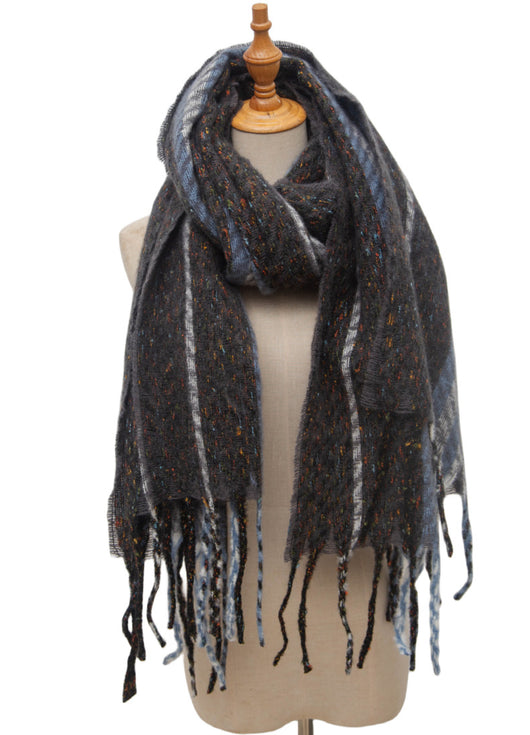 Pañuelo Rayado con Flores y Borlas Estilo Europeo Americano - Image 22