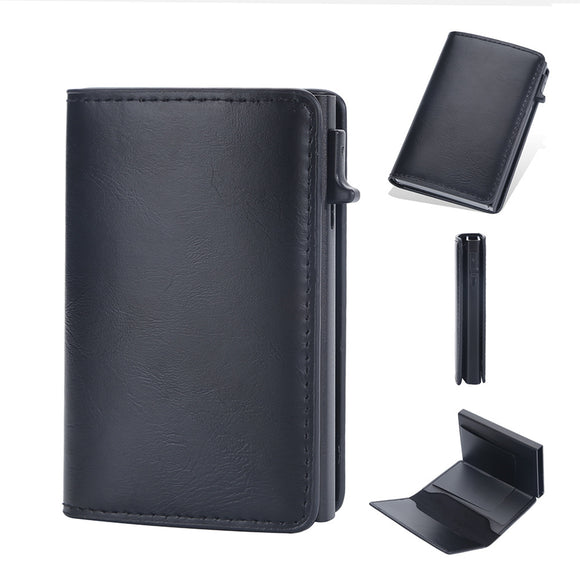 Men's Crazy Horse Leather Anti-RFID Protective Wallet