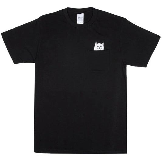 Playera Corta con Bolsillo Gato Dedo Medio