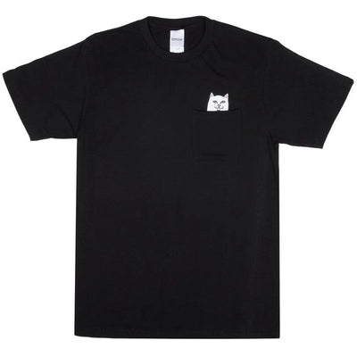 Playera Corta con Bolsillo Gato Dedo Medio