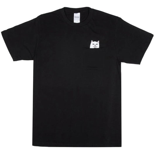 Playera Corta con Bolsillo Gato Dedo Medio