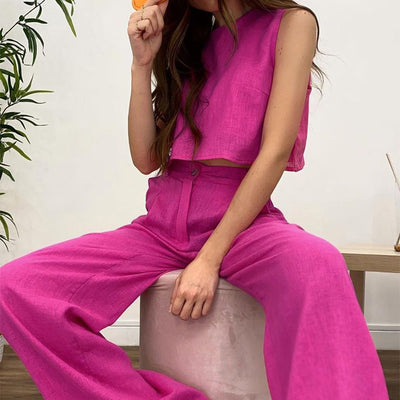 Traje Casual de Algodón y Lino: Chaleco y Pantalón - Image 15