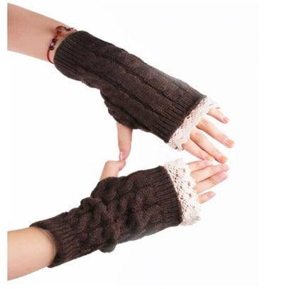 Guantes Tejidos Largos Calefactores con Encaje y Dedos Libres - Image 11