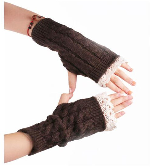Guantes Tejidos Largos Calefactores con Encaje y Dedos Libres - Image 11