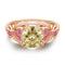 Anel Feminino Banhado a Ouro Rosé Zirconia Champanhe Claro Que Não Desbota Rose Gold EUA5