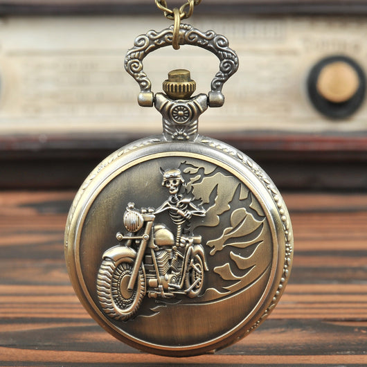 Reloj de Bolsillo Retro Motociclista Cuarzo Clásico