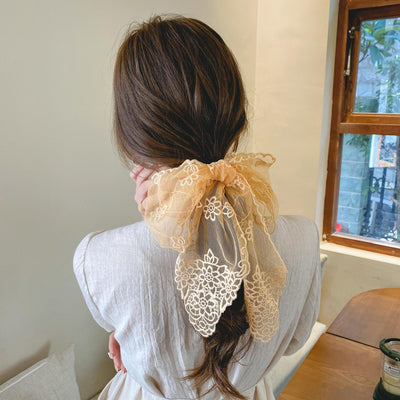 Pañuelo de Seda Bordado con Encaje - Cinta para Cabello Elegante - Image 37