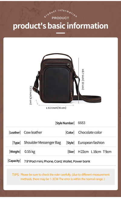 Bolsa Mensajero de Cuero Vintage para Hombre - Image 7