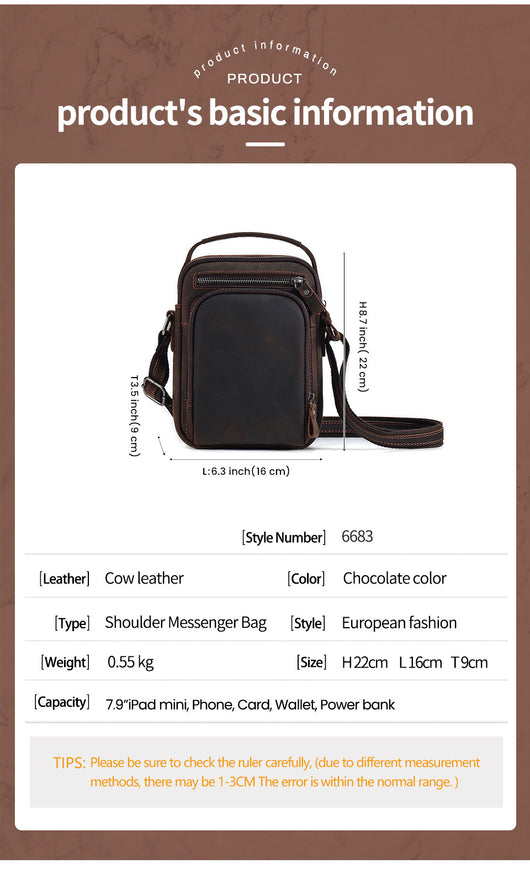 Bolsa Mensajero de Cuero Vintage para Hombre - Image 7