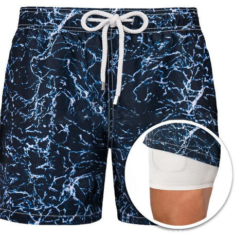 Pantalones Cortos Deportivos Estampados de Doble Capa para Hombre - Image 23