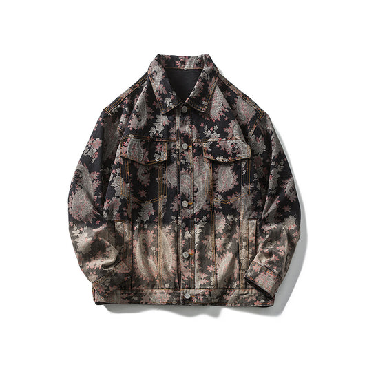 Chaqueta Casual Hombre Gradient Cashew Flower - Diseño Oversize Trend