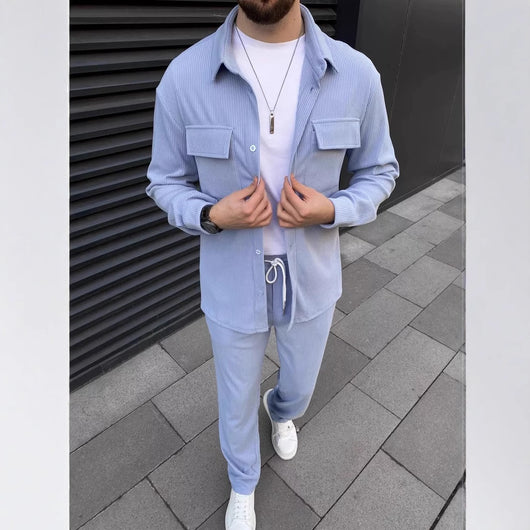 Traje Casual de Pana para Hombre - Camisa y Pantalón Coordinado - Image 22