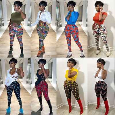Leggings Deportivos de Seda de Leche con Estampado para Mujer