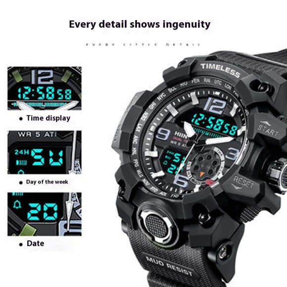 Reloj Deportivo Electrónico Impermeable Pantalla Dual Grande para Hombre