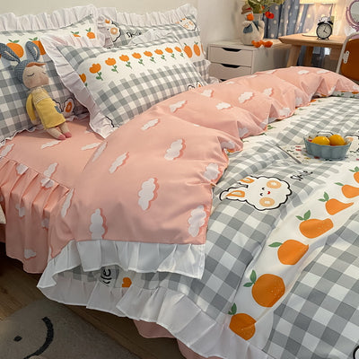 Juego de Cama Princesa 4 Piezas Estilo Coreano con Encaje - Image 21