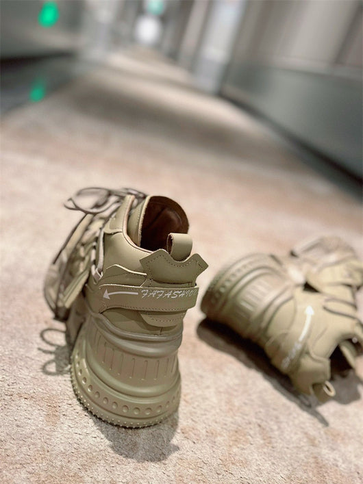 Zapatos Deportivos Casuales para Mujer con Cordones de Cuero y Suela Gruesa Acolchada - Image 15