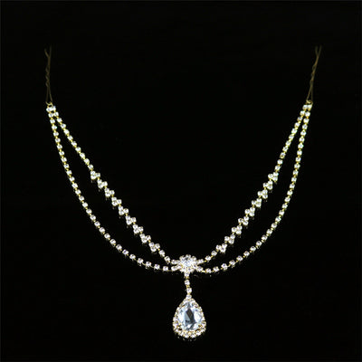 Tocado Nupcial con Cadena de Gota de Agua y Cristales de Fantasía - Image 11