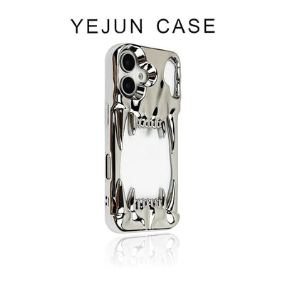 Funda para Celular Calavera Tigre Plateada con Electroplating Hueco - Image 25