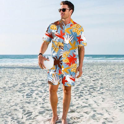 Shorts Playero Hombre con Malla Interior y Estampado Digital
