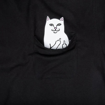 Playera Corta con Bolsillo Gato Dedo Medio - Image 8