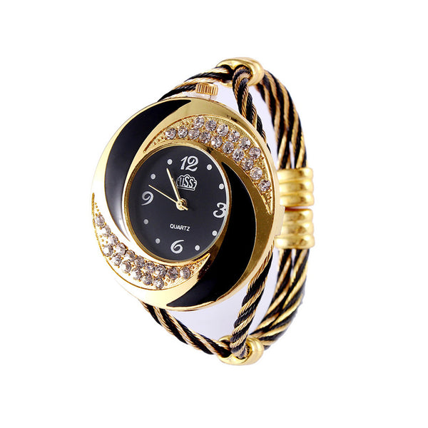 Pulsera Reloj de Diamantes con Trenzado