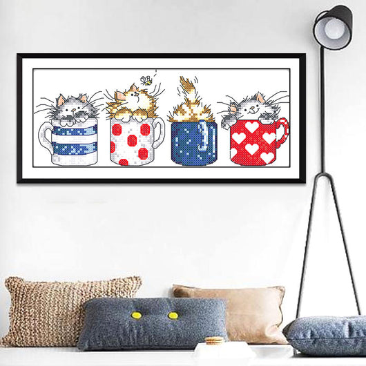 Punto de Cruz Gatito en Taza - Diseño Adorable Bordado - Image 3