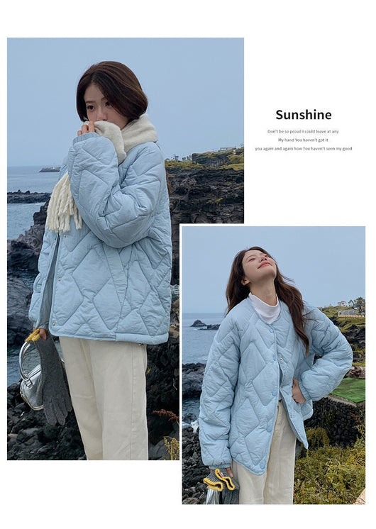 Chaqueta Acolchada Corta Estilo Coreano Cuello Redondo para Mujer - Image 15