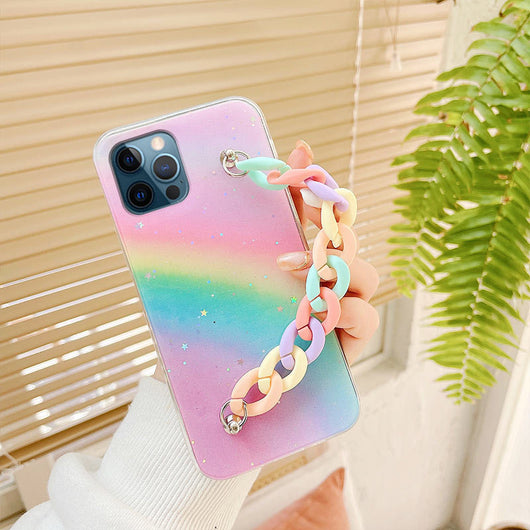 Funda Suave para Celular con Cadena de Muñequera Macaron Arcoíris - Image 12