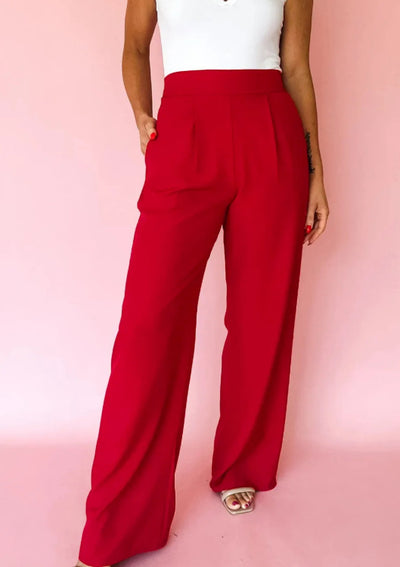Pantalón Recto Cintura Alta Elástica con Pliegues Delanteros - Image 7