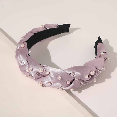 Diadema Ancha Cruzada con Nudo y Perlas - Image 6