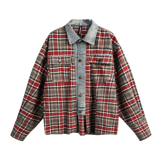 Camisa Cuadros Americana Holgada de Manga Larga para Hombre