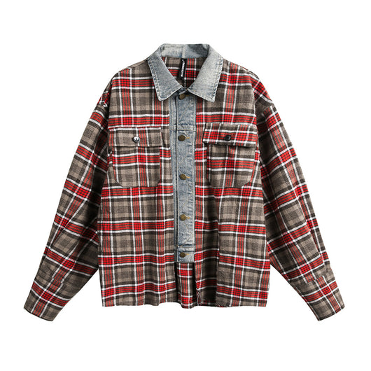 Camisa Cuadros Americana Holgada de Manga Larga para Hombre