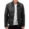 Chaqueta de Cuero para Hombre Slim Fit con Cuello de Pie y Cierre de Cremallera