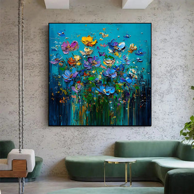 Cuadros Modernos de Flores al Óleo con Técnica de Espátula - Pinturas Abstractas Texturizadas 3D - Image 6